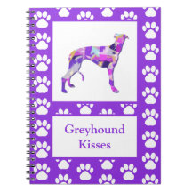 Greyhound Lurcher Cachorro Silhoule Paw Purple PY&