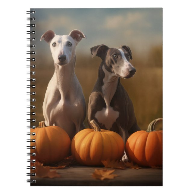 Caderno Espiral Greyhound Puppy Autumn Delight Pumpkin (Frente)