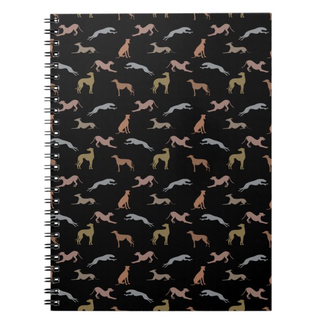 Caderno Espiral Greyhound Silhouettes Metálicos em Preto (Frente)