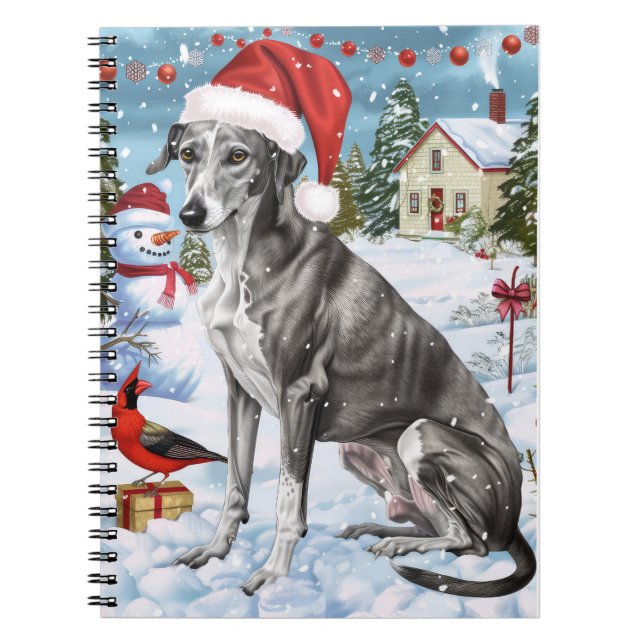 Caderno Espiral Greyhound Winter Wonderland Natal Joy (Frente)