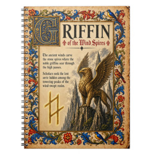 Caderno Espiral Griffin, Arte de Bestiário Medieval