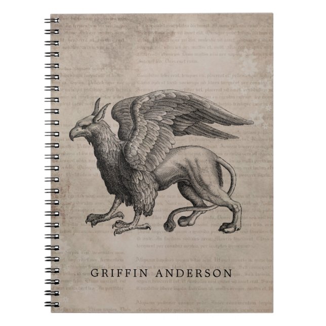 Caderno Espiral Griffin Creature Vintage com Nome (Frente)