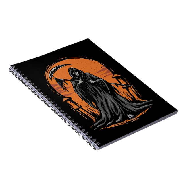 Caderno Espiral Grim Reaper Cartoon in Sunset Graveyard (Lado Direito)