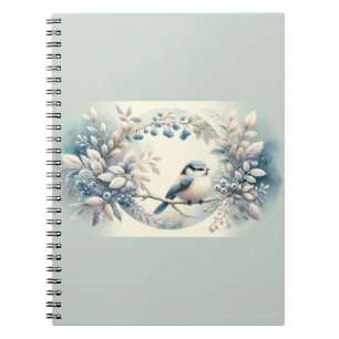 Caderno Espiral Grinalda de Frutas Silvestres Azuis de Inverno