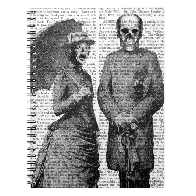 Caderno Espiral Gritando Mulher e Caveira (Frente)