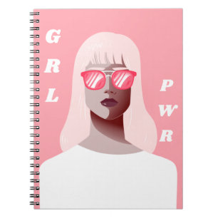 Caderno Espiral GRL PWR Modern Feminist Illustration Girl Power 