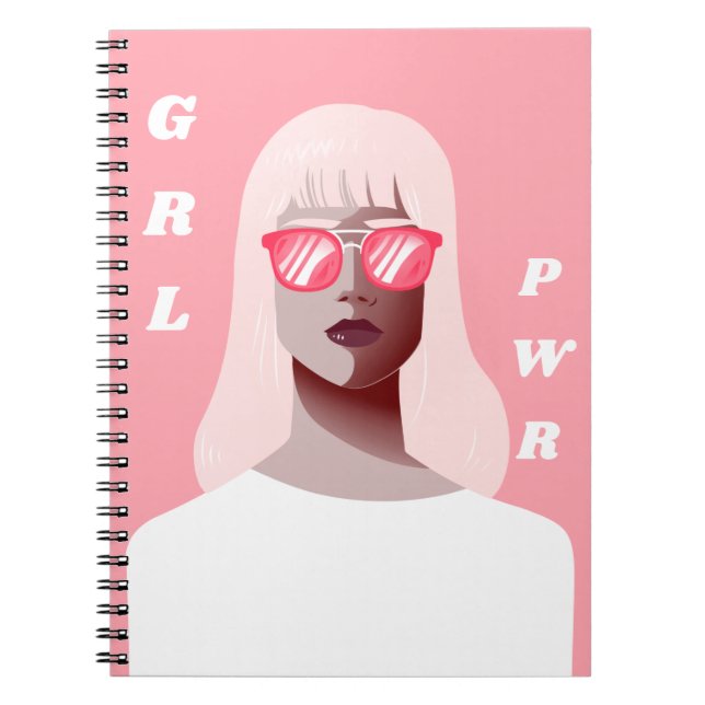 Caderno Espiral GRL PWR Modern Feminist Illustration Girl Power  (Frente)