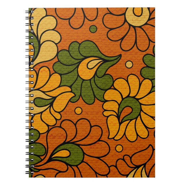 Caderno Espiral Groovy Bloom - Retro Floral 1970s Notebook (Frente)
