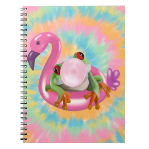 Caderno Espiral Groovy Bublegum soprando Sapo Tie Dye