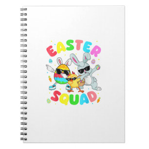 Caderno Espiral Groovy Coelho Engraçado Ovo Pintinho Equipe de Pás