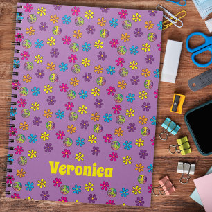 Caderno Espiral Groovy Hippie Peace and Flower Chá