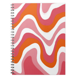 Caderno Espiral Groovy Líquido Laranja e Rosa Ondulado