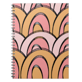 Caderno Espiral Groovy Rainbows Padrão Cor de Rosa Laranja