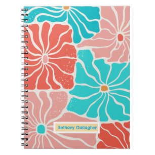 Caderno Espiral Groovy Retro Floral Espiral Personalizado