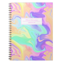 Caderno Espiral Groovy Retro Tie Dye Pastel Marble Swirl