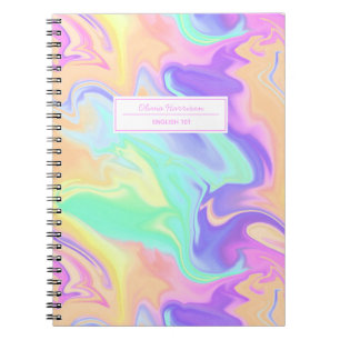 Caderno Espiral Groovy Retro Tie Dye Pastel Marble Swirl