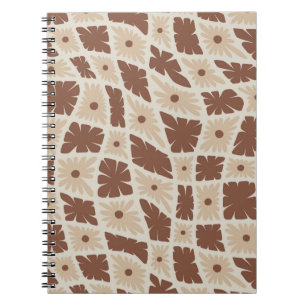 Caderno Espiral Groovy Wavy Trippy 60s Flor Verifica Castanho Neut