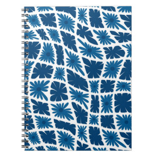 Caderno Espiral Groovy Wavy Trippy 60s Flower verifica Blues