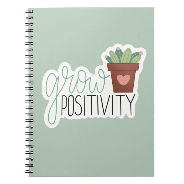 Caderno Espiral Grow Positivity - Inspirational Calligraphy Design (Frente)