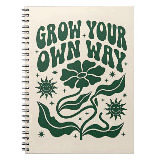 Caderno Espiral Grow Your Own Way | Green Motivational Retro