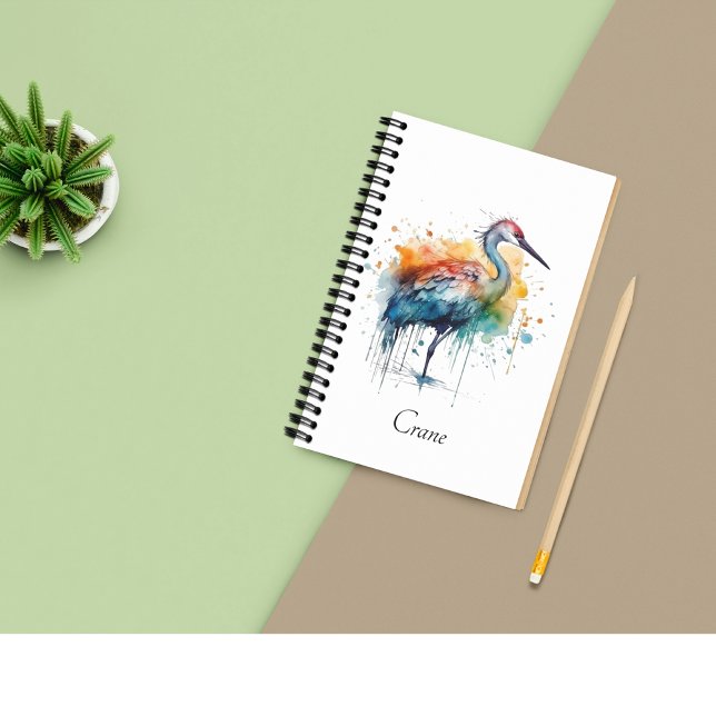 Caderno Espiral Grua Graciosa: Arte com Aquarela, personalizada (Criador carregado)