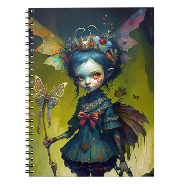 Caderno Espiral Grumpy Fairy Pixie Fantasy Art (Frente)