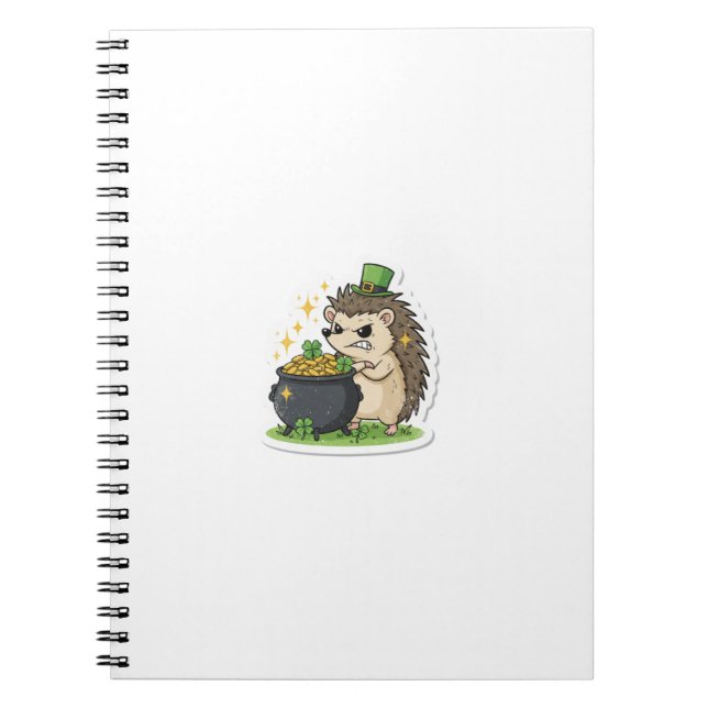 Caderno Espiral Grumpy Treasure Keeper Hedgehog St.Patrick's Day (Frente)