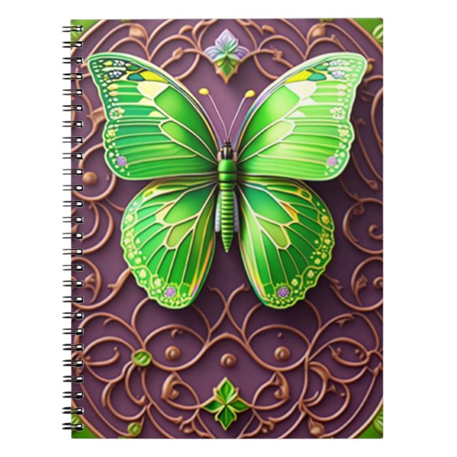 Caderno Espiral Grüner Schmetterling 3D Optik (Frente)
