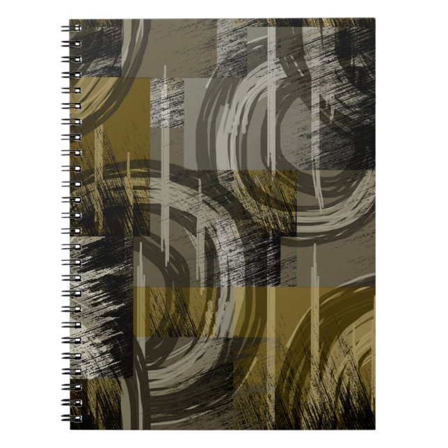Caderno Espiral Grunge abstrato, marrom monocromático (Frente)