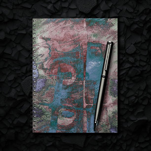 Caderno Espiral Grunge de Grafite pintado   Ruim Vermelho Azul Tau