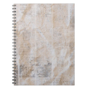Caderno Espiral Grunge jornal, colagem de textura vintage
