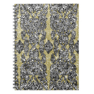 Caderno Espiral grunge sem costura, padrão floral cambojano, ab