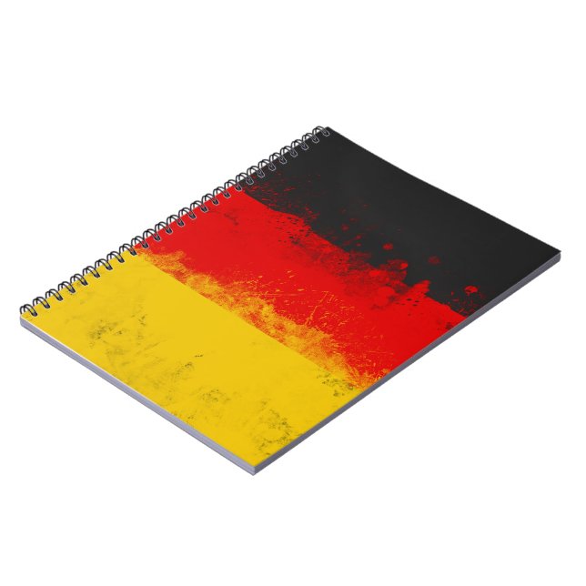 Caderno Espiral Grunge Splatter Painted Flag da Alemanha (Left Side)