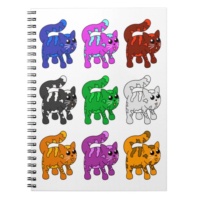 Caderno Espiral Grupo de Kitten Padrão do Xmas Bonito (Frente)