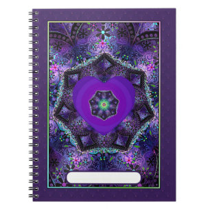Caderno Espiral Guarda-chuva e corações roxos .7