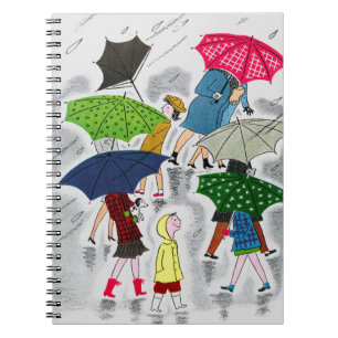 Caderno Espiral Guarda-chuvas