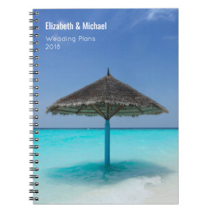 Caderno Espiral Guarda-chuvas achatado nos Planos de Casamento Tro