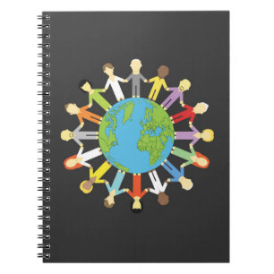 Caderno Espiral Guardarando as mãos em torno da terra