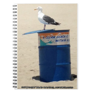 Caderno Espiral Guardião de Seagull em Papais noeis Monica Beach d