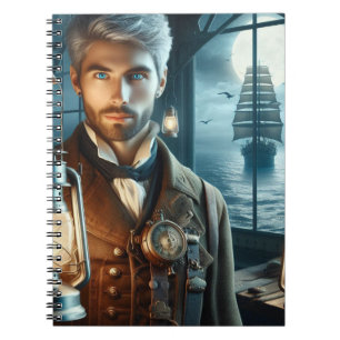 Caderno Espiral Guardião do Farol Steampunk