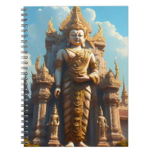 Caderno Espiral Guardião do Templo Tailandês Dourado