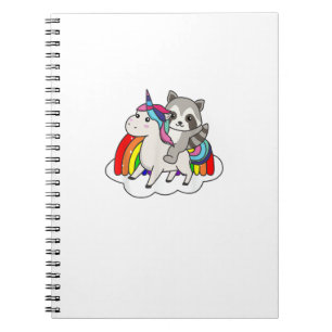 Caderno Espiral Guaxinim Em Arco-Íris De Unicórnio Animais Doces U