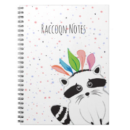 Caderno Espiral Guaxinim engraçado com penas na cabeça