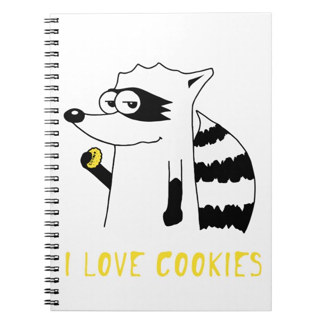 Caderno Espiral Guaxinim: Eu amo biscoitos (Frente)
