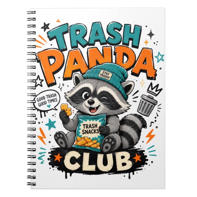 Caderno Espiral guaxinim panda lixo  (Frente)