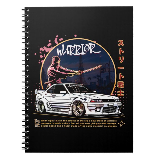 Caderno Espiral Guerreiro de Rua Samurai - Motorista Skyline (Frente)