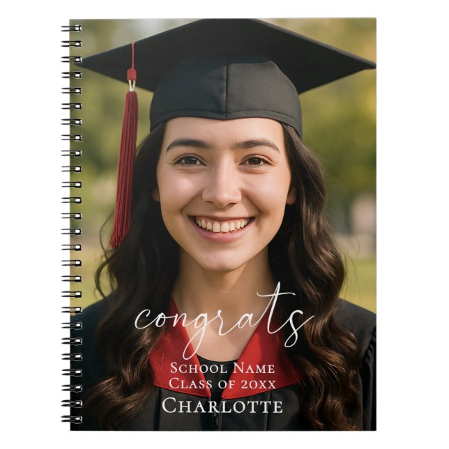 Caderno Espiral Guest book graduation party photo congrats (Frente)