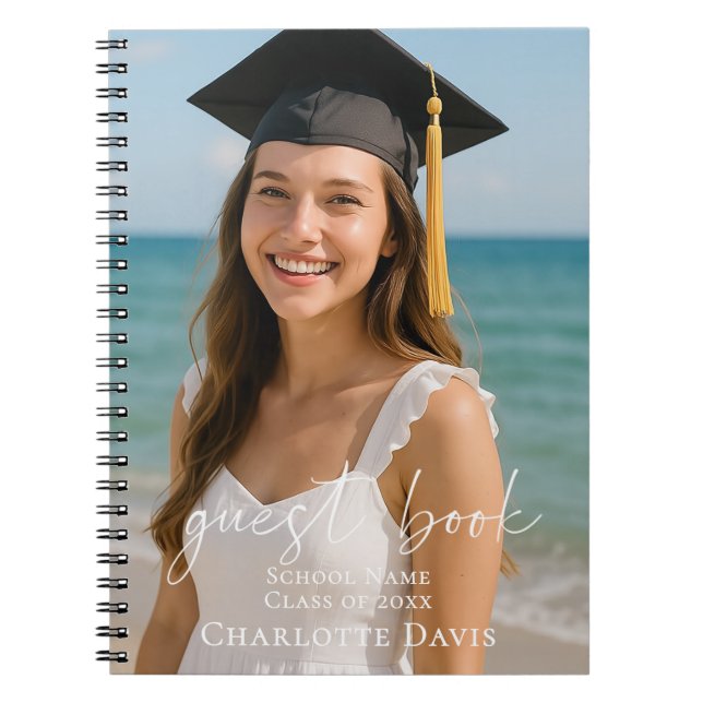 Caderno Espiral Guest book photo graduation party script (Frente)
