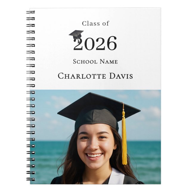 Caderno Espiral Guest Book Photo Modern Graduation Party (Frente)