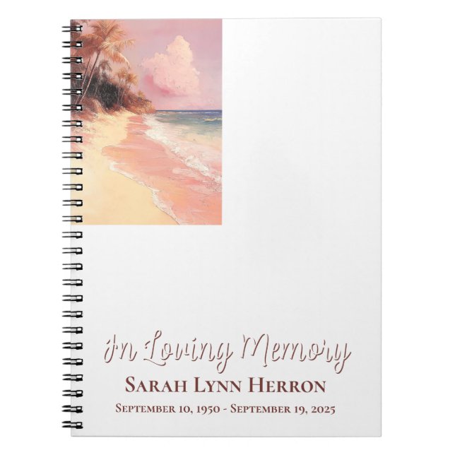 Caderno Espiral Guest Memorial Pink Beach Sunset (Frente)